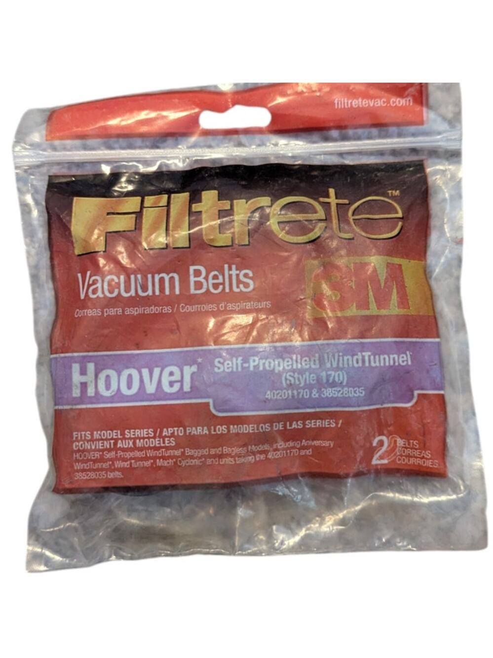 3M Filtrete 64170A Hoover WindTunnel Style 170 Vacuum Belts 2 Pack